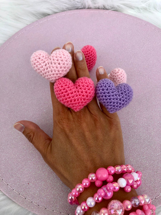 Bague coeur au crochet