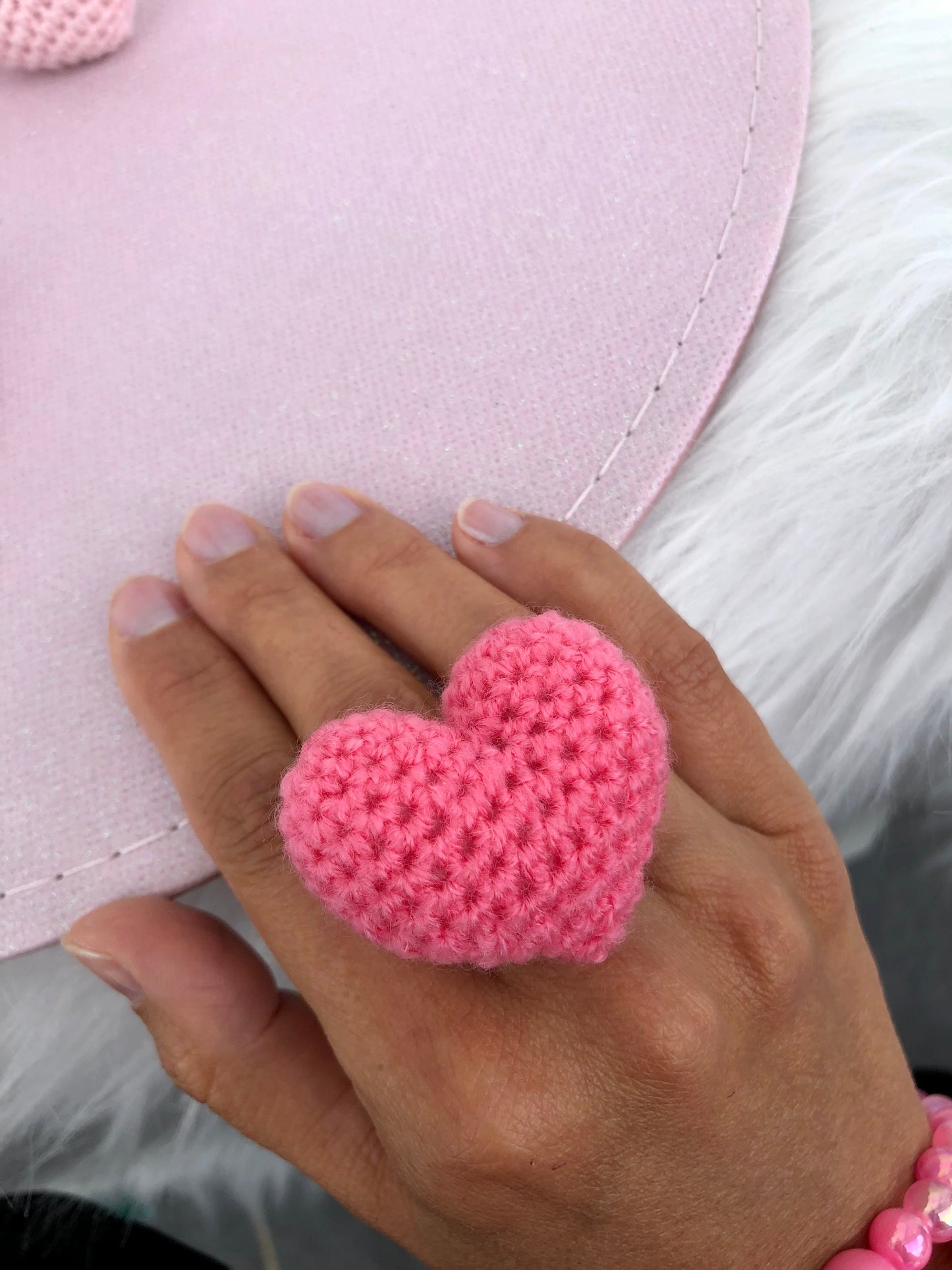 Bague coeur au crochet