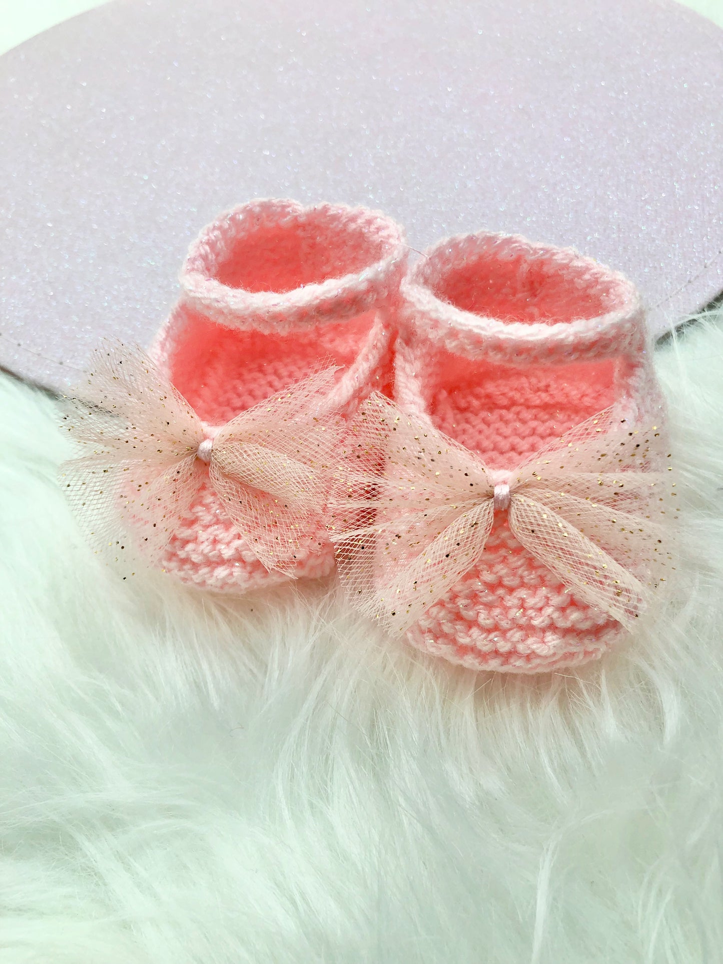 Chaussons/Ballerines roses au tricot