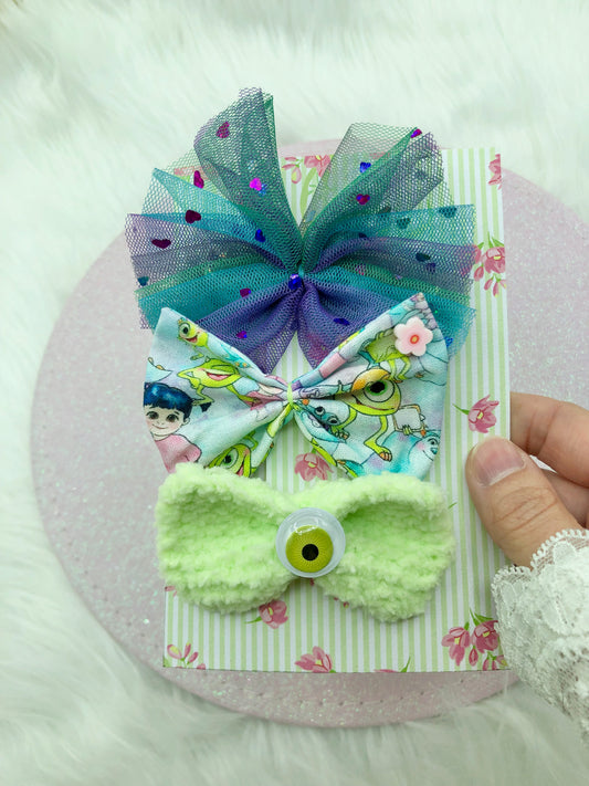 Barrettes cheveux "Monstres et Cie"