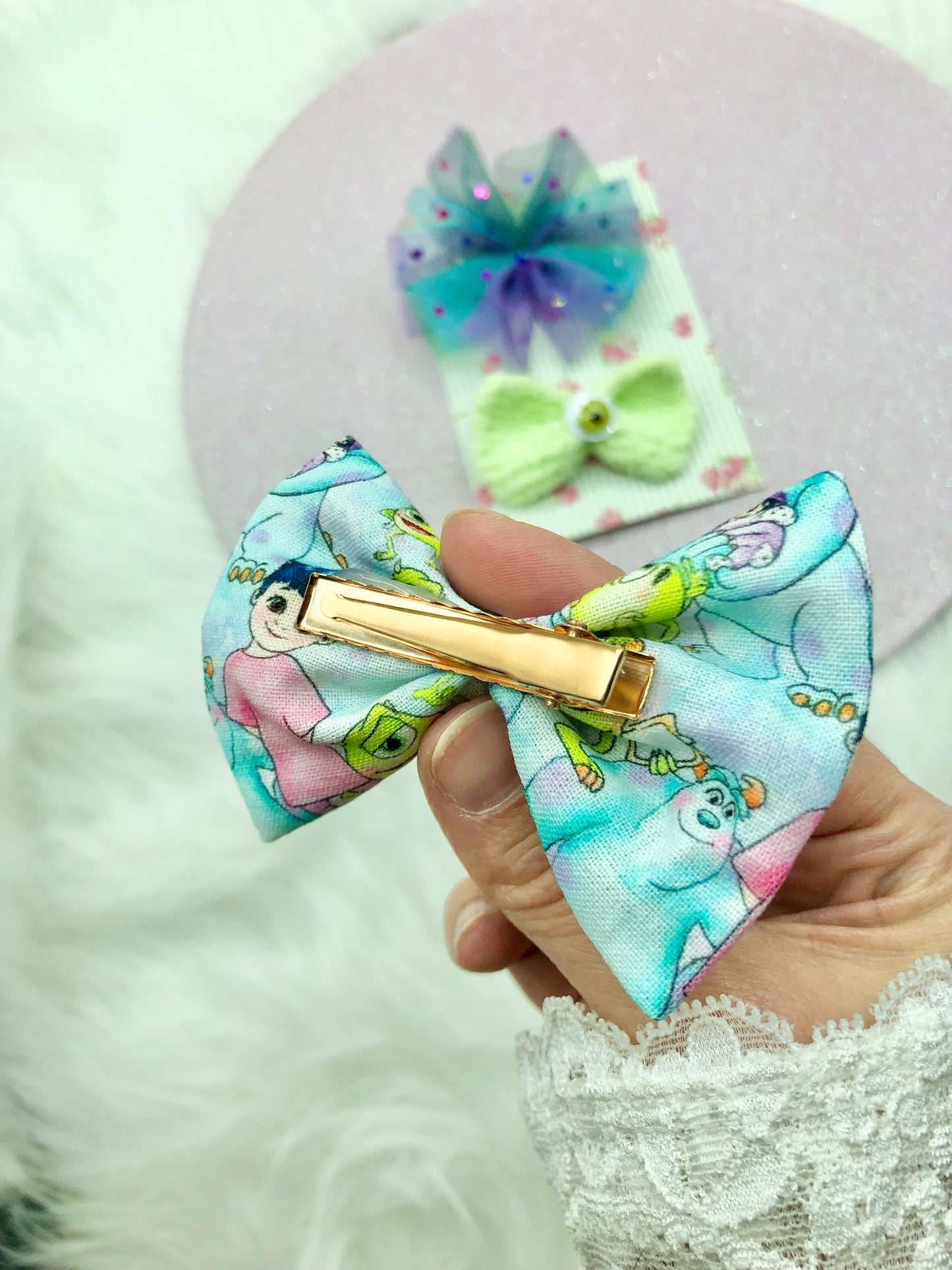 Barrettes cheveux "Monstres et Cie"