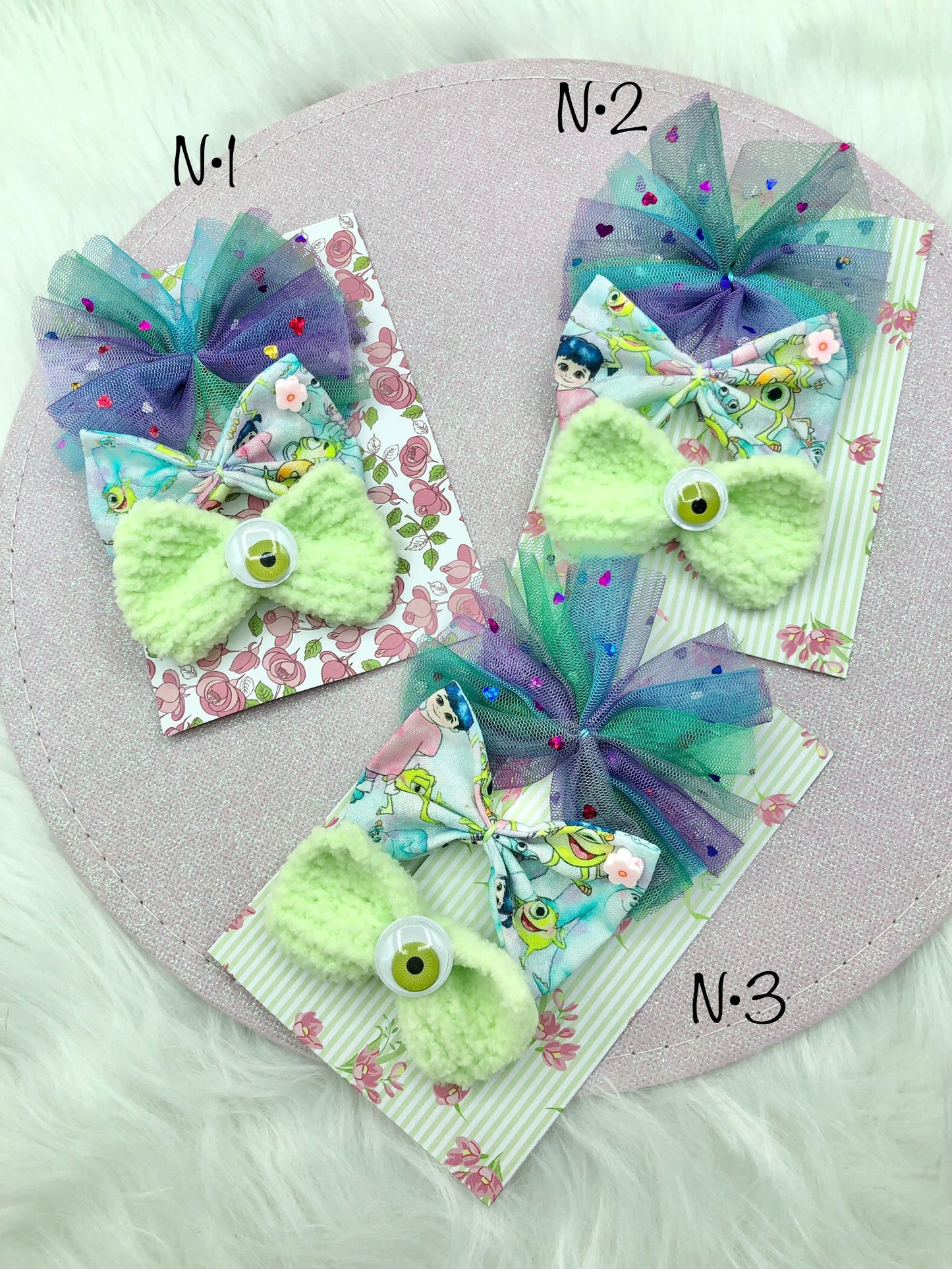 Barrettes cheveux "Monstres et Cie"