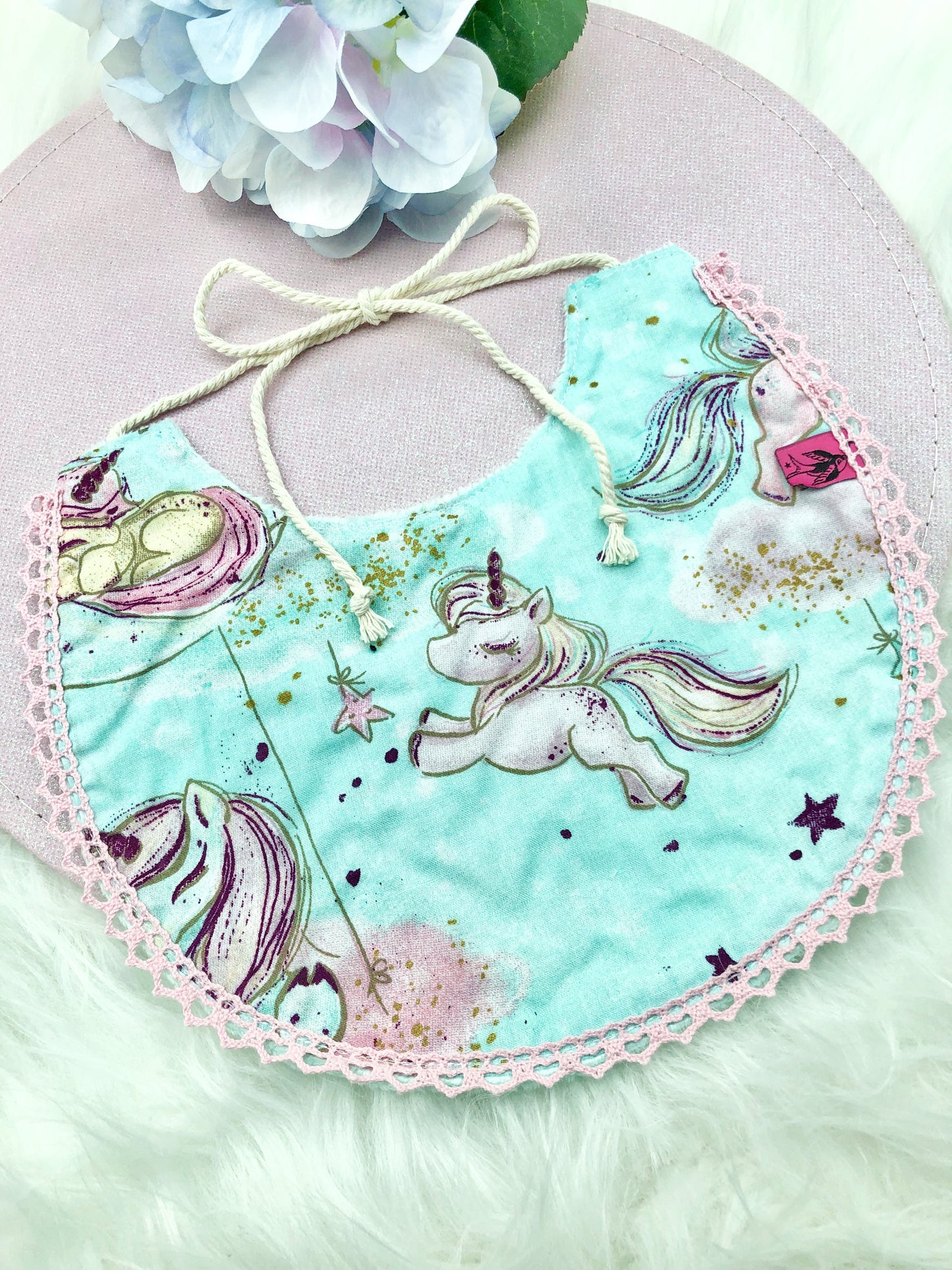 Bavoir "licorne" menthe