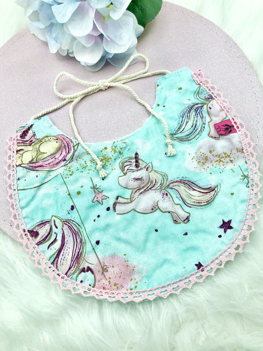 Bavoir "licorne" menthe