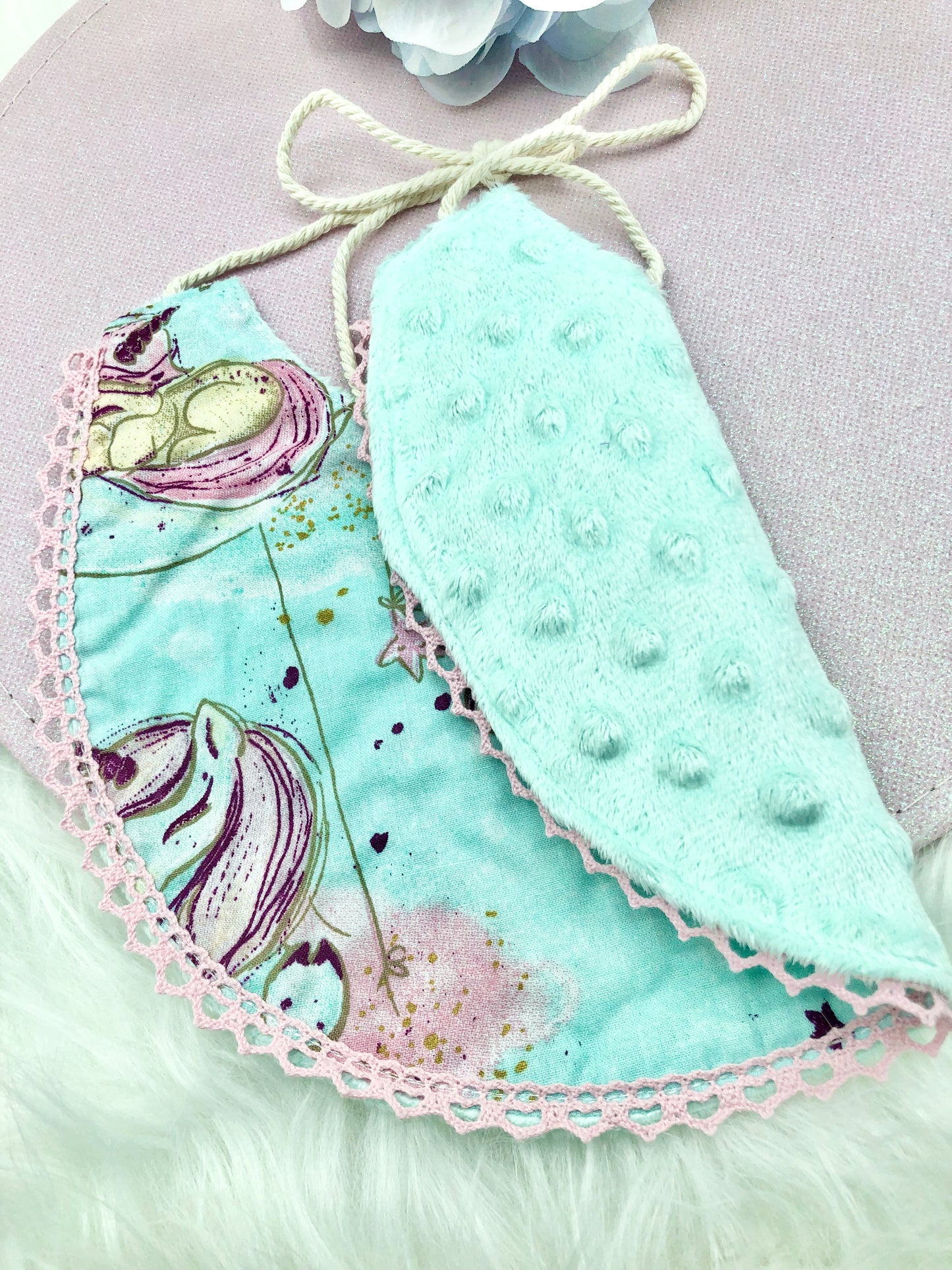 Bavoir "licorne" menthe