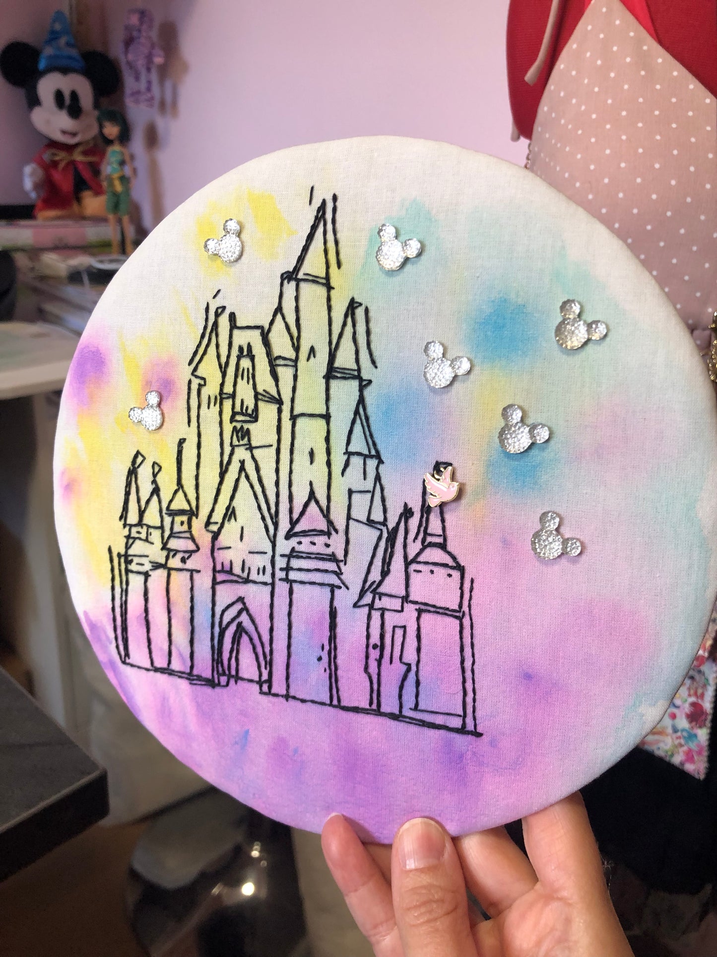 Broderie / aquarelle « château »
