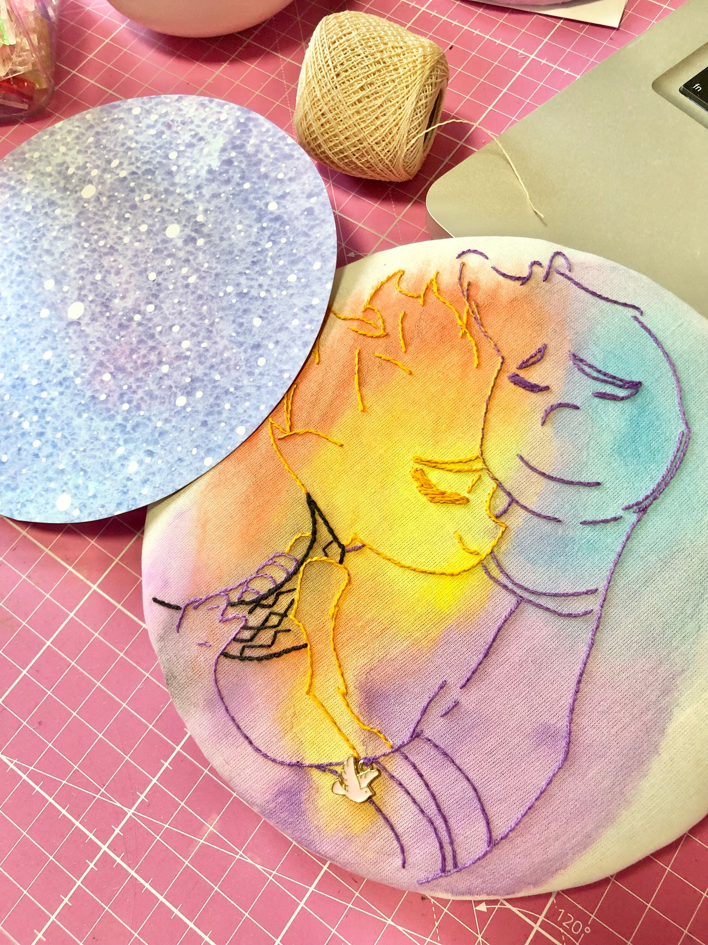 Broderie / aquarelle « Flam et Flack »