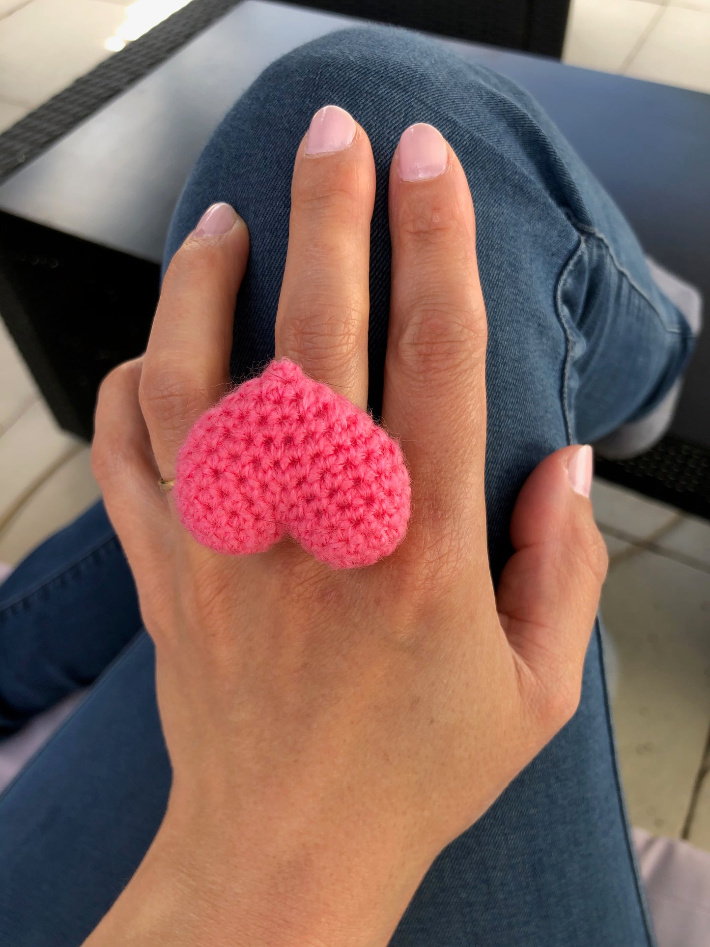 Bague coeur au crochet