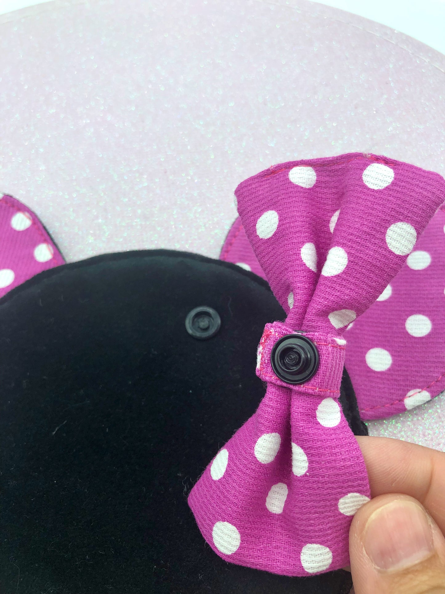 Porte-monnaie Mickey/Minnie ; pois fushias