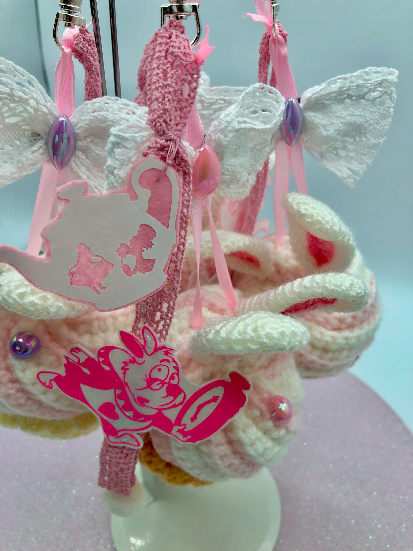 Bijou de sac/porte-clé - cupcake du pays des merveilles - lapin