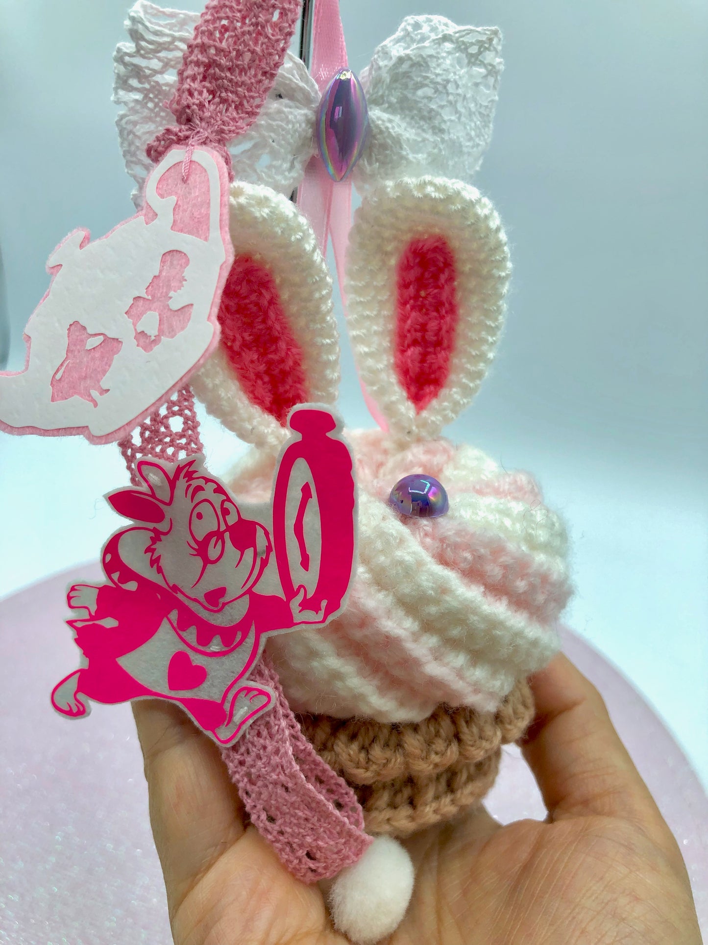 Bijou de sac/porte-clé - cupcake du pays des merveilles - lapin