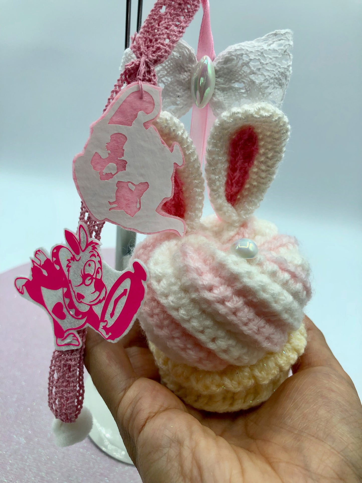 Bijou de sac/porte-clé - cupcake du pays des merveilles - lapin