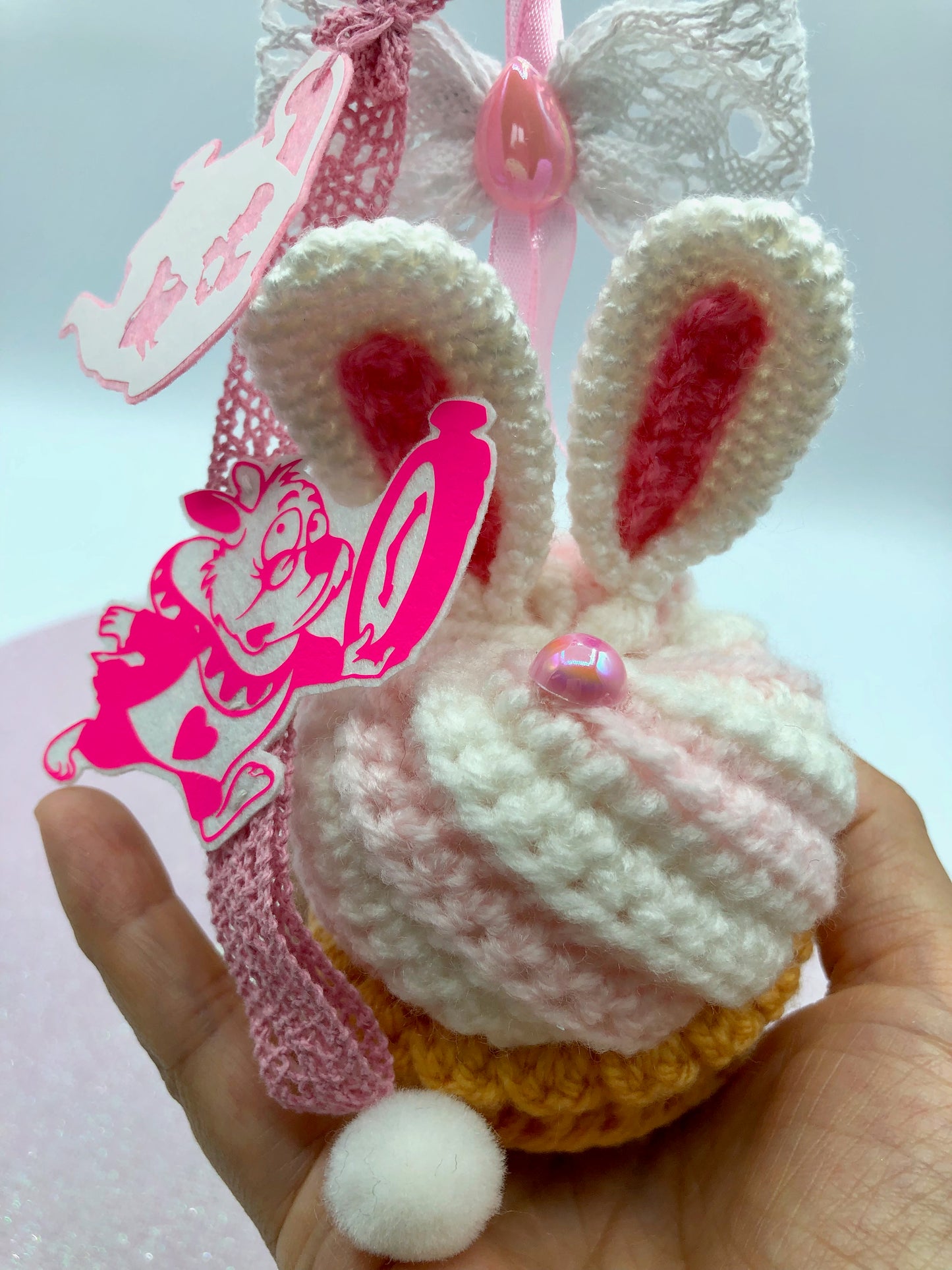 Bijou de sac/porte-clé - cupcake du pays des merveilles - lapin