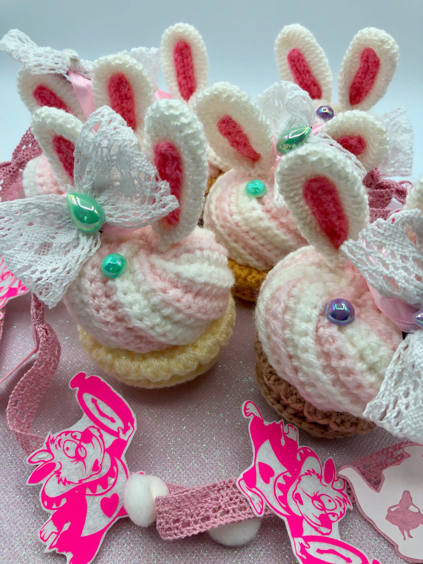 Bijou de sac/porte-clé - cupcake du pays des merveilles - lapin