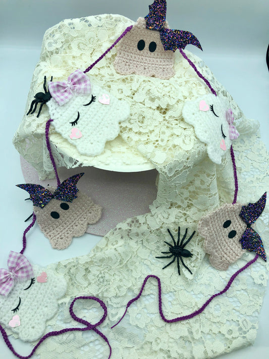 guirlande Halloween fantômes rose/violet