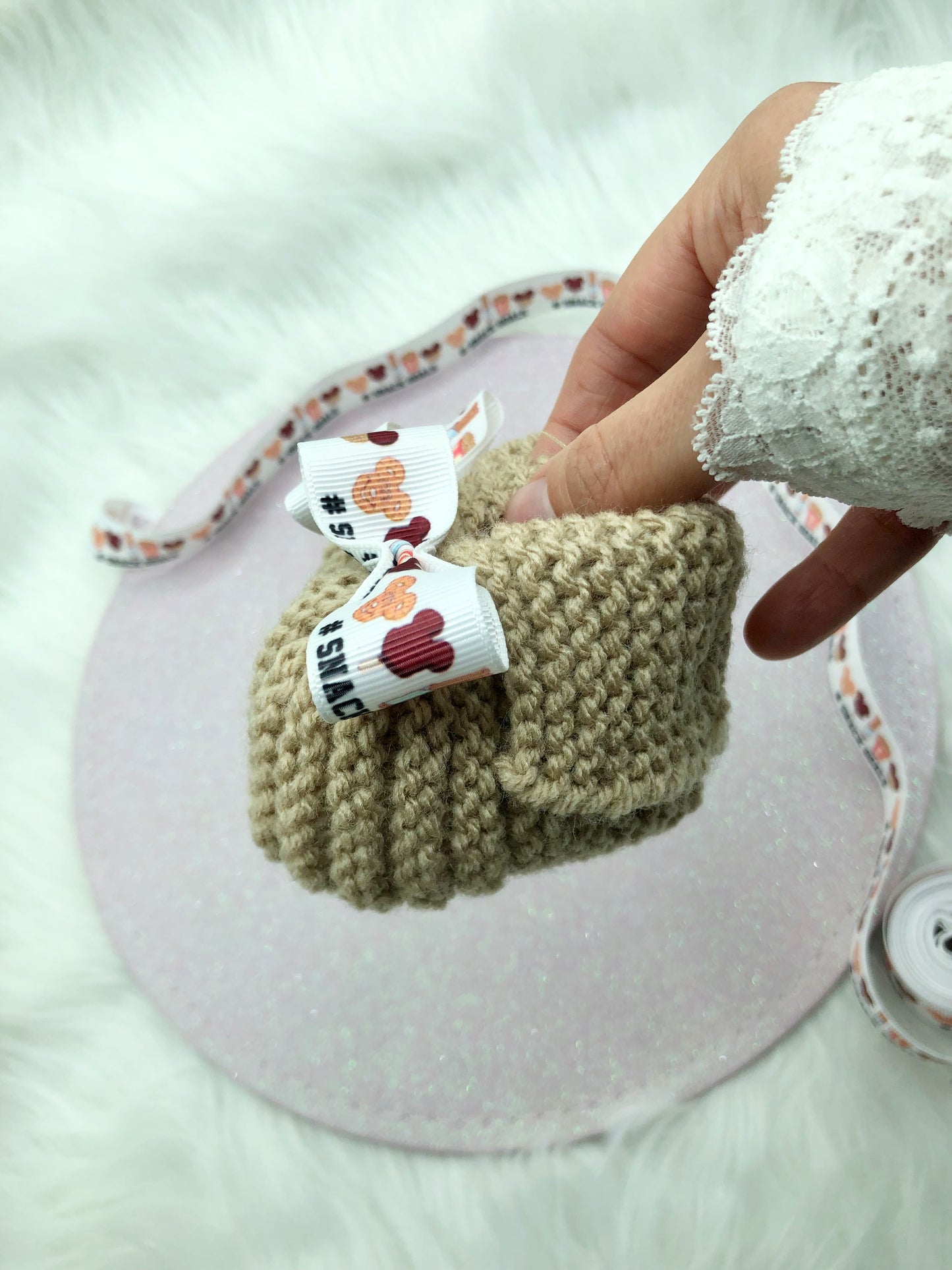 Chaussons au tricot "#snack goals"