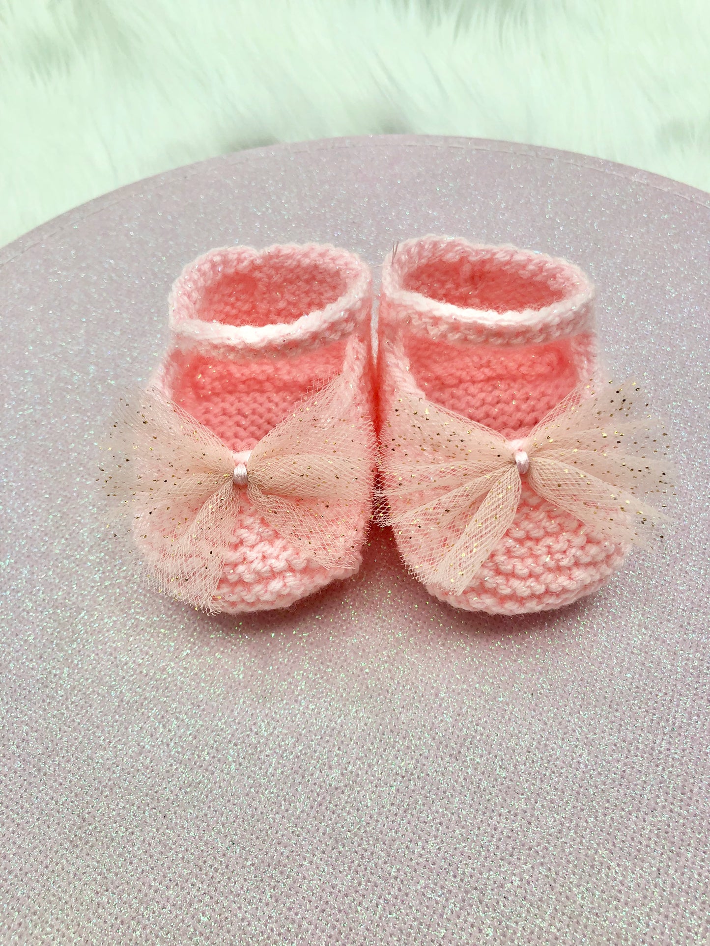 Chaussons/Ballerines roses au tricot