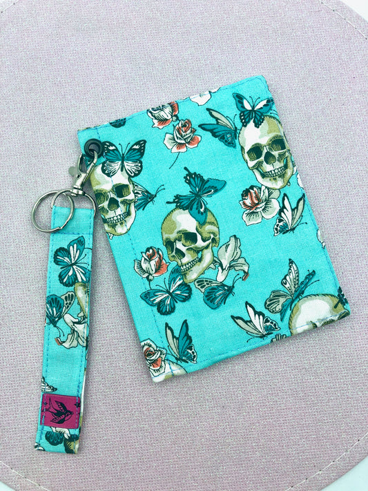 Portefeuille skulls et papillons ; turquoise